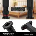 braxan 6 Pcs Bed Support Legs Frame Replacement, Patas para Cama Adjustable Height Furniture Center for Frame/Sofa/Dresser/Chair/Table 7.87 In-14.96 in Bed Support Legs (Black)