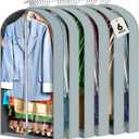 6 pcs 40" Garment Bags for Hanging Clothes, Clear Suit Bags for Closet Storage Clothing Storage, Garment Bags for Travel Covers with 4" Gussets for Coats, Jackets, Shirts and Sweater