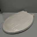 19" Elongated Almond Toilet Seat Cover, Slow Close Polypropylene Design with Never Loosen Lid, Quiet and Easy to Install & Clean