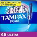 Tampax Pearl Tampons, with LeakGuard Braid, Ultra Absorbency, Unscented, 45 Count