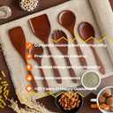 Riveira Set of 6 Premium Brown Bamboo Cooking Utensils - Bamboo Utensils for Cooking - Non-Toxic Kitchen Set - Wooden Kitchen Utensils for Non-Stick Cookware