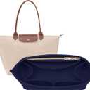 OPPOSHE Purse Organizer Insert for Longchamp Le Pliage, Premium Felt Long Champ Bag Handbag Women, Tote Organizer Insert with 9 Compartments (Medium, Navy) (M-10.4*5.7*7.9in)