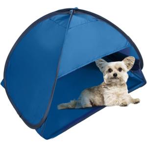 Beach Sun Shelters Pop Up Beach Tent, 1 PCS Portable Sun Shelter Tent for Anti-UV Windproof Camping Picnic Tent Small Dogs Cats and Other Small Pets, Blue (Medium, Blue-painted silver)