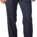 PGA Tour Men's Flat Front Golf Pant with Expandable Waistband (36W x 32L, Navy)