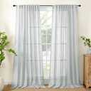 YoungsTex Light Grey Linen Semi Sheer Curtains 84 Inch Length for Living Room, Light Filtering Window Treatments Rustic Textured with Rod Pocket Back Tab for Dining Bedroom, 2 Panels, 52 X 84 Inch