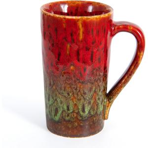 20 oz Coffee Mug, Coffee Cup Large Coffee Mug with Handle, Ceramic Latte Tea Cup for Office and Home, Novelty Gifts for Women and Men (Red & Green)