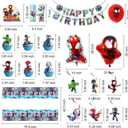 For Cartoon spidey themed birthday party supplies. These decorations include "Happy Birthday" banners, tableware, tablecloths, balloons, large and small skewers, and party-themed decoration sets.