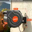 90FT Retractable Garden Hose Reel 5/8 Inch, Automatic Slow Return & Any Length Lock, Wall Mounted Heavy Duty Hose Reels for Outside with 9 Spray Nozzle, 180 Swivel UV Resistant