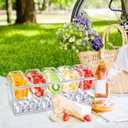 Ice Chilled Condiment Caddy with 5 Containers,Large Ice Chilled Condiment Organizer with Separate Lids, with Spoons,Forks and Clip Serving Tray Platter for Bar Accessories, Fruit, Salad, Taco, Party