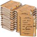 Kosiz 100 Pcs/ 50 Set Mother's Day Christian Gift Bulk Include Spiral Notebook and Bible Verse Ballpoint Pen Prayer Journal Religious Gift for Church Members & Study Groups Women Men Sunday School (Brown)