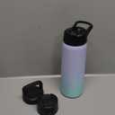 FineDine Triple Walled, Insulated Water Bottles with Straw - 25 Oz Stainless Steel Metal Bottle W/ 3 Leak Proof Lids - For Travel, School, Sports, Gym/Men, Women & Kids - Powder Steel Blue