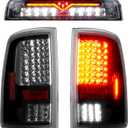 LED Tail Light Assembly + 3rd Brake Light Fit for Dodge Ram 1500 2500 3500 2009-2018, Fit for Dodge Ram 1500 Classic 2019 [Factory Halogen Model] Taillights and High Mount Stop Light, Clear Lens-3PCS