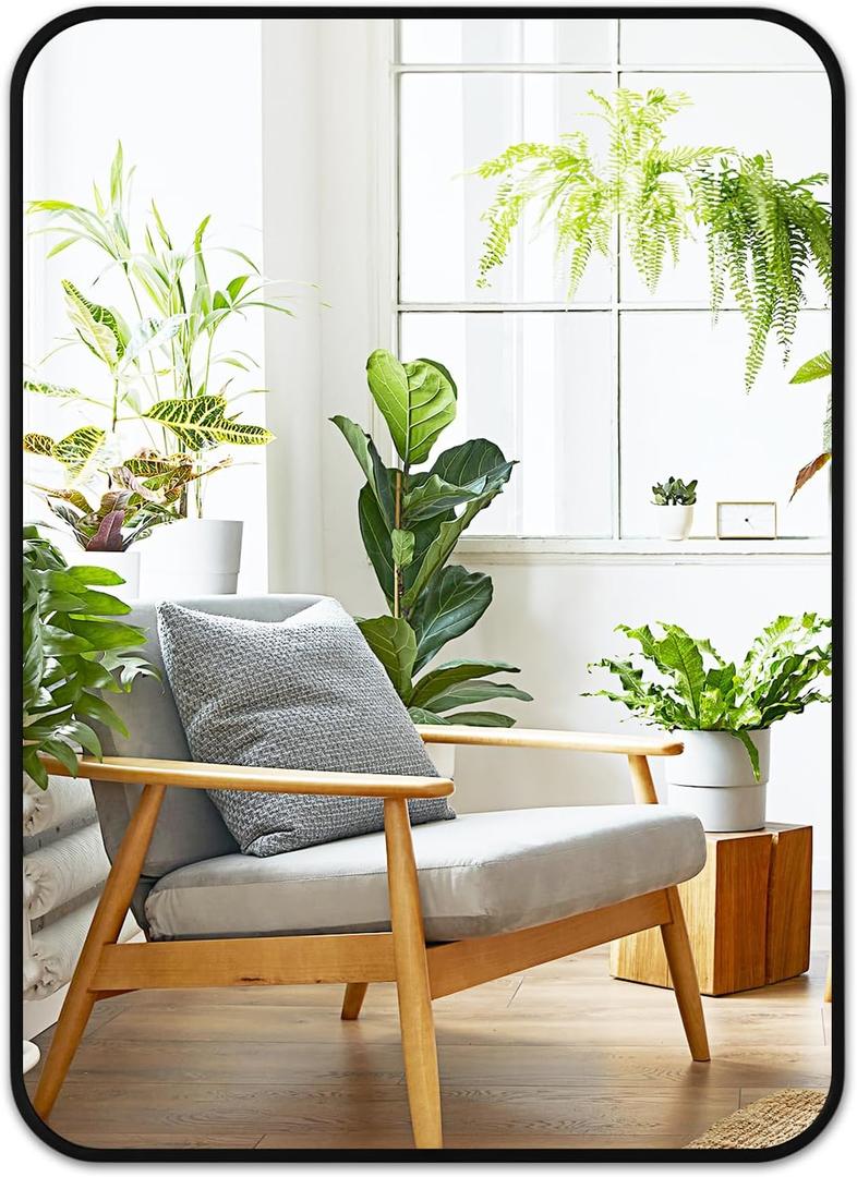 Fabuday Black Bathroom Mirror for Over Sink - 20x28 Rounded Rectangular Wall Mirror, Matte Metal Framed Vanity Mirrors for Bedroom, Living Room, Entryway Decor, Horizontally/Vertically