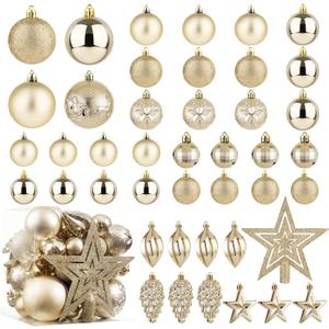 Christmas Ball Ornaments - 43pcs Shatterproof Christmas Tree Decorative Hanging Ornaments with Loop for Xmas Holiday Party Wreath Home Decoration (Champagne)