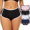 Mordlanka Women Boyshorts Underwear Cotton Panties Stretch Boxer Brief (Large, Pink+black+white+blue)