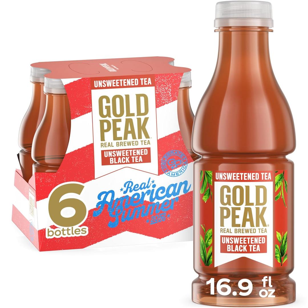 Gold Peak Tea, Unsweet Tea, 16.9 fl oz, 6 Pack