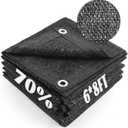 Cool Area 70% Sun Shade Cloth Mesh Tarp with Grommets for Plant Cover 6x8ft Patio Canopy Garden Pergola Greenhouse Car Barn Kennel Black (6FTx8FT)