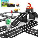 Magnetic Tiles Roads Engineering Vehicle Set, Magnetic Blocks Road Truck Car Toys for 3 4 5 6 Year Old Boys Girls, Cars Games Classroom Montessori Toys for Kids, Educational STEM Toy Birthday Gifts (Color-2)
