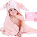 Baby Hooded Towel with Unique Animal Design Ultra Soft Thick Cotton Bath Towel for Newborn (Bunny) (Rabbit)