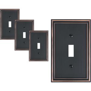 4-Pack Single Toggle Light Switch Cover Plate, Durable Solid Zinc Alloy Decorative Switch Plate Covers, Aged Bronze 1 Gang Wall Plate, Corrosion Resistant