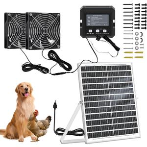 Solar Fan for Chicken Coop 3 Modes Controller Solar Exhaust Fan for Shed Greenhouse Solar Powered Fan for Intake or Exhaust Vent Cooling Air Fan