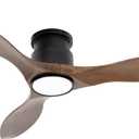 revoici 52'' Amber Ceiling Fan with Lights, Low Profile Flush Mount