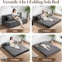 HOMFINE Folding Sofa Bed - Convertible Sleeper Chair with Pillow, Fold Out Couch, Memory Foam Floor Mattress, Futon Couch, Lazy Sofa for Living Room/Dorm/Guest Room/Home Office, Grey, Queen Size