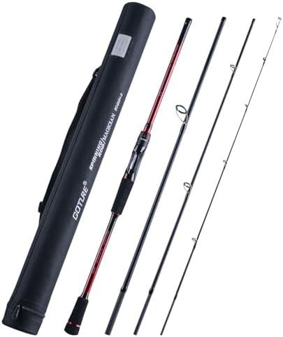 GOTURE Travel Fishing Rods 24T, 4 Piece Fishing Rod, Surf Casting/Spinning Rod,Ultralight Fishing Baitcasting Rod 7' M-S for Saltwater Trout, Bass, Walleye, Black and Red