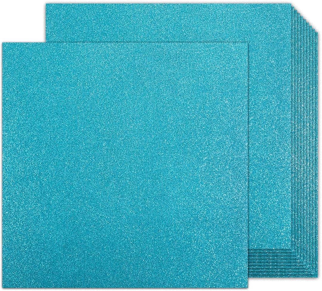 Blue Glitter Cardstock 12x12 Double-Sided 24 Sheets, Goefun Light Blue No-Shed Glitter Paper 280GSM/100lb Heavy Card Stock for Gift Wrapping, Birthday, Anniversary, Holiday, Greeting Cards