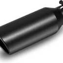 Exhaust Tip 2.5" Inlet, 4" Outlet 12" Overall Length, Premium Stainless Steel with Wear Resistant Black Coating, Rolled Angle Cut, Bolt-On Easy Installation, for Truck Diesel Tail Pipe
