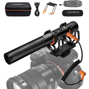 COMICA VM20 Shotgun Microphone, Super-Cardioid Camera Microphone with Rycote Shockmount, Windscreen, Wind Muff, OLED Power Display, Video Mic for Smartphones, DSLR Cameras, Camcorders, Laptops