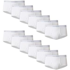 Hanes Men's Underwear Brief Pack, Full Rise Cotton Briefs, Moisture-Wicking Underwear, White, Multi-pack Medium