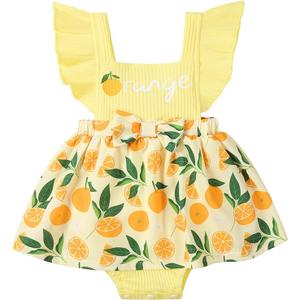 Valcatch Baby Girl Romper Dress Floral 1st Birthday Outfit Sleeveless Summer Bodysuit Newborn Toddler One Piece Jumpsuit, 0-3M