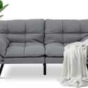 MUUEGM Futon Sofa Bed,Memory Foam Modern Convertible Couch Bed,Folding Futon Sleeper Couch with Compact Living Space,Apartment,Dorm,Bonus Room,71" D x 33" W x 31.5" H,Grey