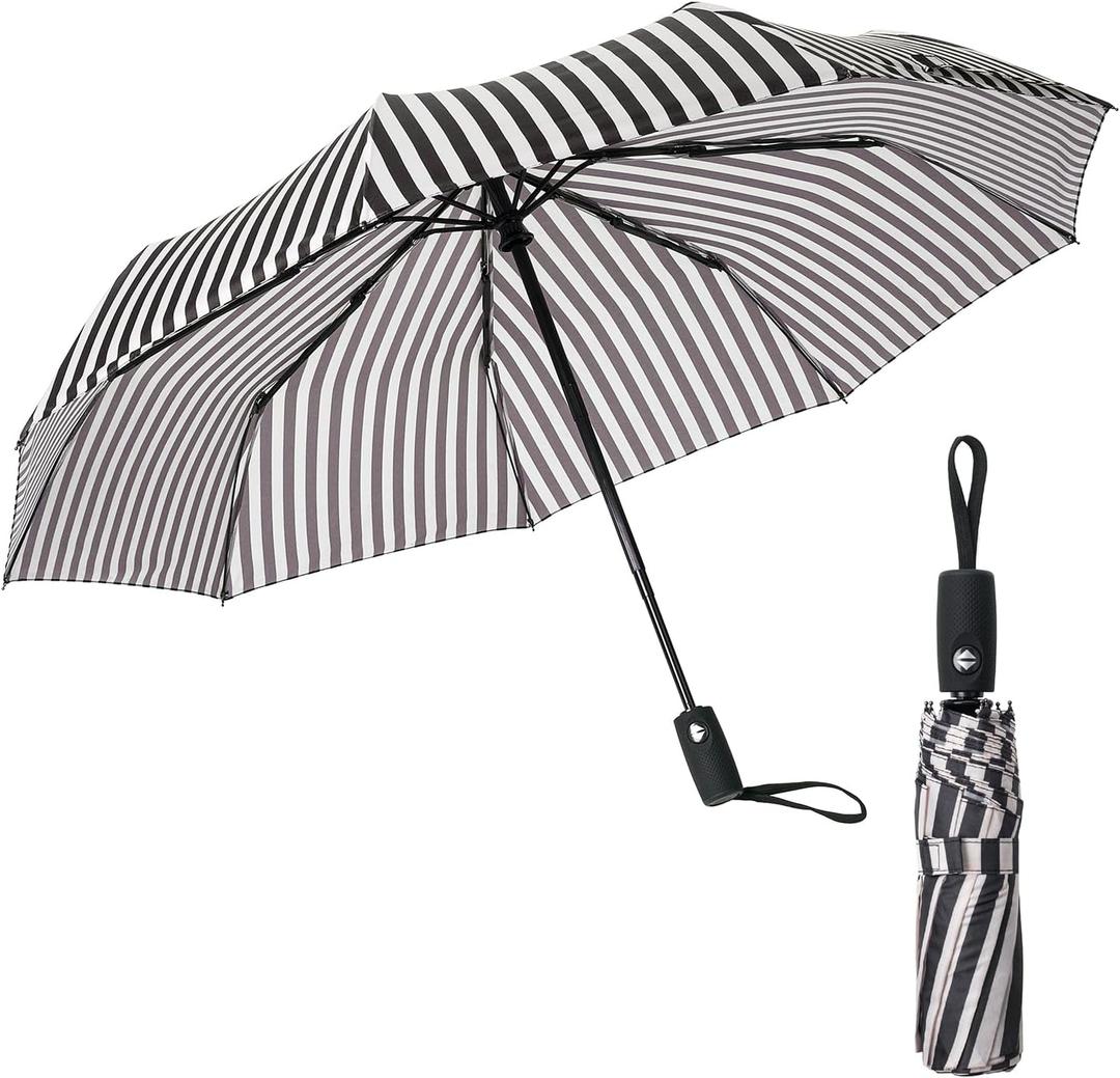 Mr. Pen- Windproof Travel Umbrella, Small Water-Resistant Automatic Folding Umbrella for Rain and Sun, Light, Compact and Portable for Women & Men, Fits Car & Backpack (Zebra Stripes)