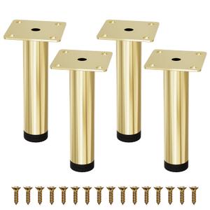 Gold Furniture Legs 5 Inch Legs for Furniture Set of 3, Adjustable Metal Legs for Dresser Cabinet Couch Ottoman Desk