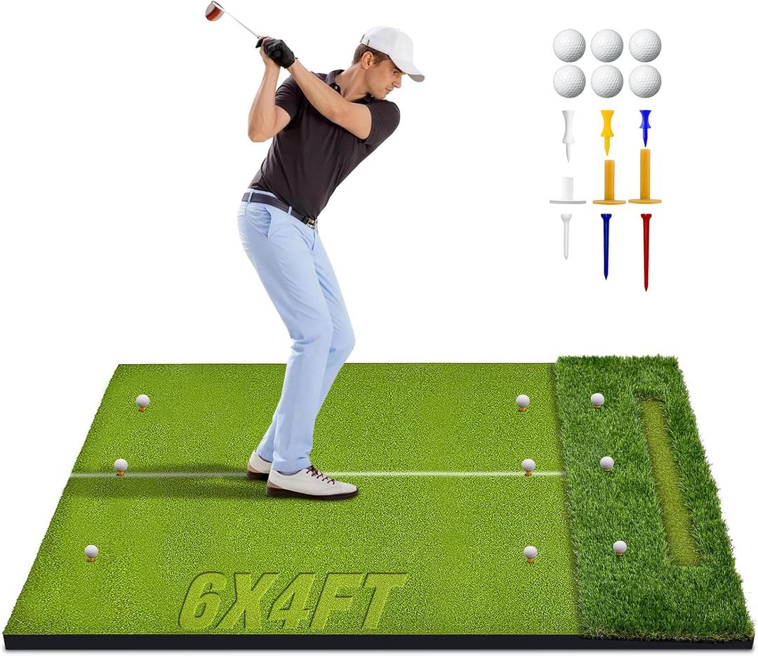 Golf Hitting Mat 40mm 6x4ft with 20mm EVA Base, Professional Golf Practice Size