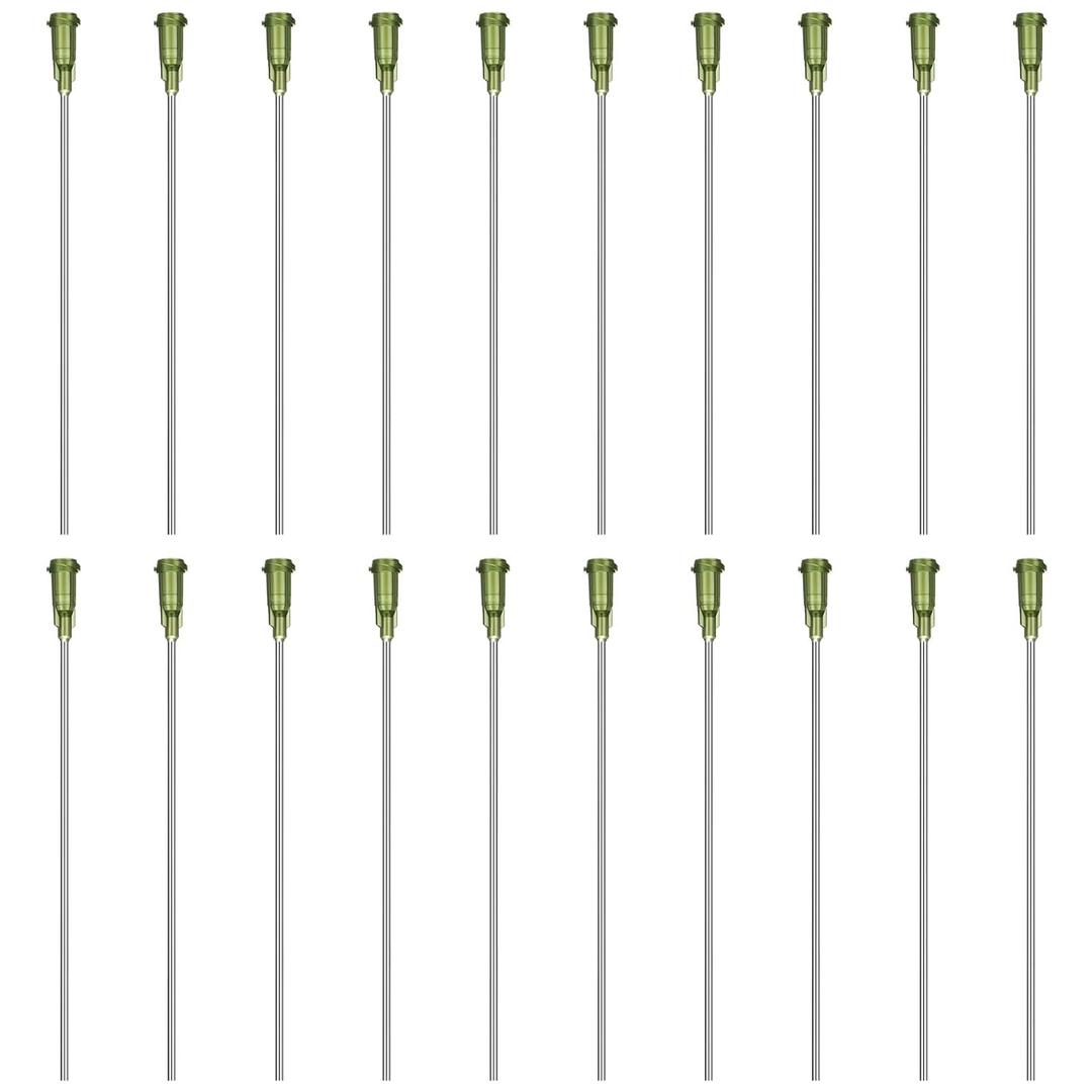 Honoson 20 Pack 14g Industrial Blunt Tip 4 Inch Dispensing Needle for Refilling Liquid Inks Adhesive Glue Oil(14GA,Green)