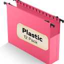 NORDUN Plastic Hanging File Folders Expanding, 12 Pack Extra Capacity Hanging File Folder Letter Size, 2 Inch Expansion Heavy Duty Folders, Adjustable Tabs, Pink Hanging Folders Designed for Bulky Files