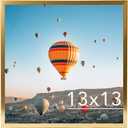 13x13 Picture Frame Gold for Wall Hanging, Wall Mounting Horizontally or Vertically, 13 x 13 Square Wall Gallery Poster Photo Frame with Shatter Resistant Plexiglass, Gold