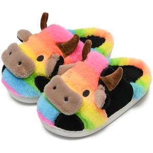 WENPOUTR Cow Slippers Toddler Slippers Kids Slippers Boys Girls Soft Non-Slip slippers Memory Foam Toddler House Shoes Kawaii Bedroom Pillow Cloud Slippers for kids, Size 24-25