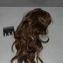 Haloo Brown Wigs with Bangs - 19 Inch Natural Wavy Synthetic Heat Resistant Medium Length Hair Wigs for Women Daily Party, Blonde Mixed Brown