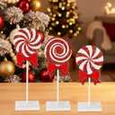 3 Pcs Christmas Table Decorations Wooden Candy Set Tiered Tray Decor Red and White Candy Centerpieces Wood Decorations for Home Tables Christmas Decor (Fresh)