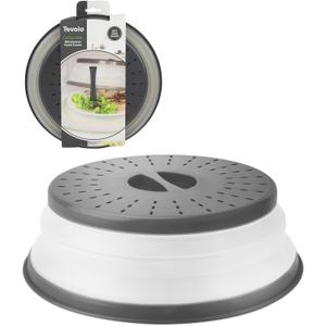 Tovolo Microwave Splatter Cover for Food, Medium (Charcoal) - Collapsible & Vented Silicone Splatter Guard Lid - Microwave Plate & Dish Cover with Handle - BPA-Free Kitchen Gadget for Meal Prep (Medium (10 inch)