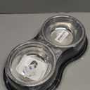 Epetslove Dog Bowls Double Dog Water and Food Bowl Stainless Steel Bowl with Non-Slip Resin Station, Pet Feeder Bowls for Puppy, Medium Dogs, Cats (Black)