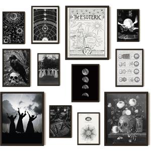 97 Decor Witchy Home Decor - Vintage Gothic Decor for Home, Creepy Goth Posters Halloween Art Prints, Spooky Picture for Bedroom (unframed)