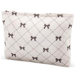 ZLFSRQ Corduroy Makeup Bag for Women Preppy Large Capacity Cosmetic Bags Travel Toiletry Organizer Pouch for Purse Zipper Makeup Brushes Storage Tote Bag Cute Y2K Aesthetic Essential BagsKhaki Bow