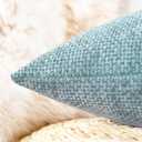 CaliTime Throw Pillow Covers Pack of 2 Soft Solid Dyed Cross Chenille Cushion Cases for Couch Sofa Home Decoration 18 X 18 Inches Deep Smoke Blue