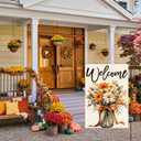 AVOIN colorlife Welcome Mason Jar Fall Floral Garden Flag 12x18 Inch