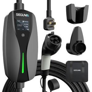 NEMA 14-30 Level 2 EV Charger, Electric Vehicle Portable Charger with 24A 240V 25FT Cable, Adjustable Current (10-24A), Home MobileEV Charging Station with 4-Prong Dryer Plug for J1772 Electric Cars